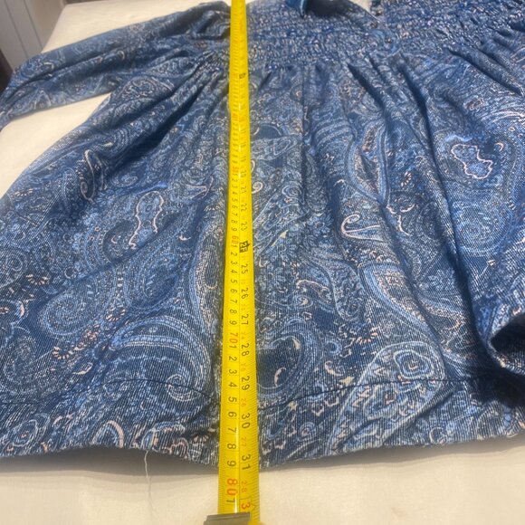 Free People Velvet Smocked Boho Top XS Oversized Paisley - Picture 8 of 8